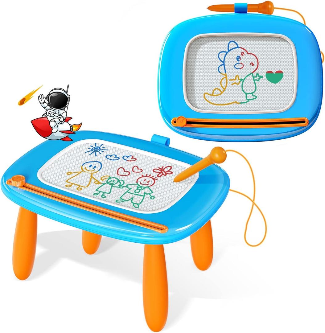 Kikidex Magnetic Drawing Board, Toddler Girl Toys for 1-2 Year Old, Doodle Board Pad Learning and Educational Toys for 1 2 3 Year Old Baby Kids Birthday Gift(Light Blue) (Light Blue)