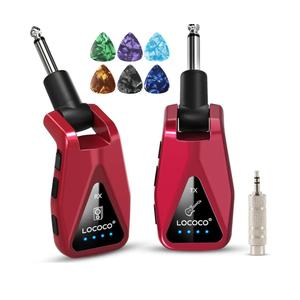 Wireless Guitar System Transmitter Receiver: UHF Cordless 164 Feet Range - 6 Channels USB-C Rechargeable Audio, 220° Rotatable Plug Design for Guitar Bass and Electric Instruments(Red)