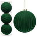 6" Extra Large Velvet Christmas Ball Ornaments Set of 3, Oversized Flocked Ornaments for Xmas Tree Mantel Centerpieces Bowl Fillers, Big Deep Green Christmas Ornament for Winter, Holiday, Party Decor