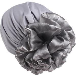 Turban Headwrap Hats for Women - Twist Solid Flower Caps Pre Tied Chemo Beanies Headwear for Cancer Headcover (One Size-Medium, Gray)