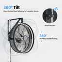 AHAWILL 20" Wall Mounted Fan with Lights, 360 Adjustable Tilt,Garage Wall Mount Fan with Remote&APP, Plug in Wall Fan,6-Speed&Reversible Gazebo Fan,3CCT Dimmable&Timer for Toolroom,Patio,Warehouse