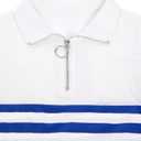 LilyCoco Womens Striped Long Sleeve Shirt Color Block Zipper Polo T Shirts Blue X-Large (XL)