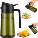 Aovdy Olive Oil Sprayer for Cooking, 2 In 1 Glass Oil Dispenser 16oz- 470ml Premium Spray Bottle for Kitchen Gadgets and Air Fryer Accessories, Salad, BBQ - Dark Green