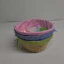 JOYIN 3 PCS Easter Bamboo Baskets with Plaid Lining and Handle and 3 Colors Grass Paper Shreds for Easter Egg Hunt, Kids Party Treats, Filling with Party Favors (Blue, Pink, Green)