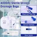 4000ml Urinary Drainage Bag, 3 Pack Catheter Bags for Women and Men, Professional High Capacity Urinary Drainage Bags with Anti-Reflux Chamber,50” Drainage Tube, Adjustable Clips & Hanging Hook