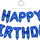 TONIFUL Blue Happy Birthday Balloons 16 Inch Mylar Foil Letters Birthday Sign Banner Balloon Bunting Reusable for Girls Boys Kids & Adults Birthday Decorations and Party Supplies
