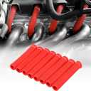 8 PCS Spark Plug Boot Protector 2500 Spark Plug Heat Sleeve Wire Covers Wrap 6 Inch for Ls1/Ls2 Sbc Bbc 350 454 Spark Plug Header Boots (Red)