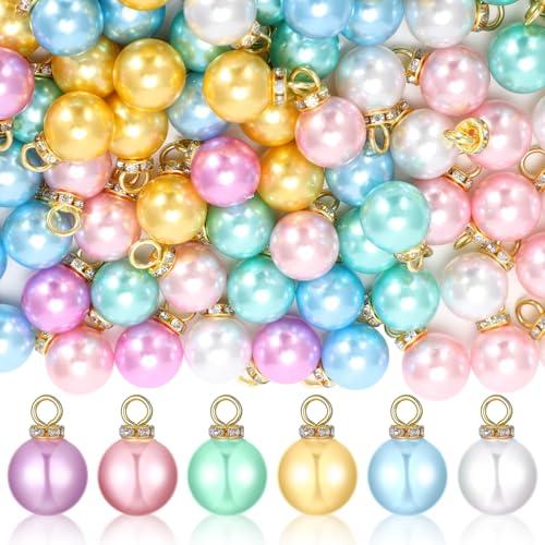 Halloscume 200 Pcs Easter Tree Ornaments Mini Pastel Ball Ornaments Imitation Pearl Miniature Easter Tree Hanging Decorations Colorful Glitter Balls for Holiday Party Decor