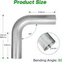 2.5" OD 90 Degree Exhaust Pipe Stainless Steel Mandrel Bend Elbow, 2.5 Inch DIY Custom Exhaust Bend Pipe Tube for Universal Fit, 5.9"/150mm Leg Length, 2PCS