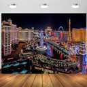BELECO 8x6ft Fabric Las Vegas Backdrop Night in Las Vegas, Casino Theme Party Decorations, Las Vegas Skyline Skyscrapers Background Backdrop Photo Booth Studio Props (CHa18210)