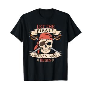 Let The Pirate Shenanigans Begin Halloween Skull Bandana Boy T-Shirt L