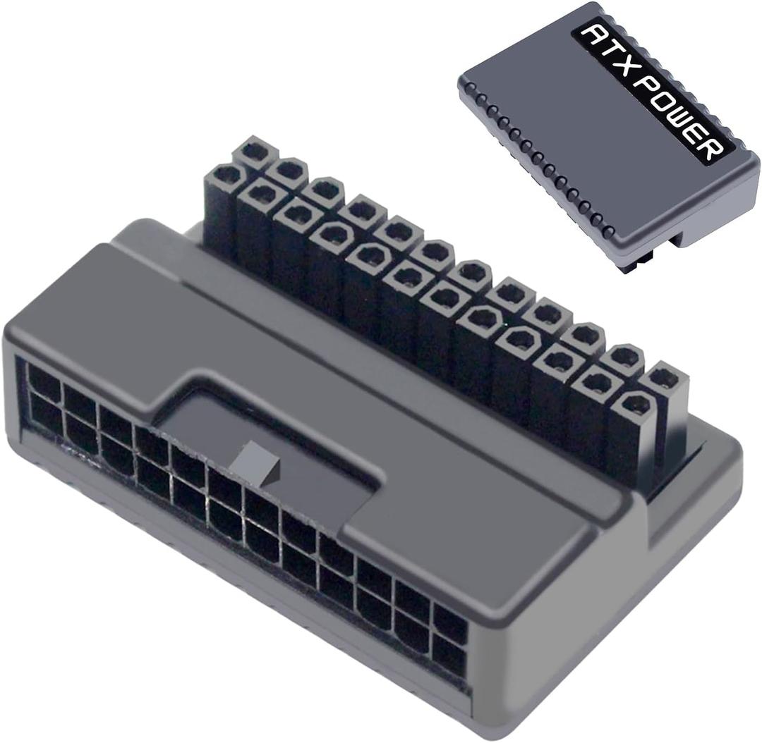 WLGQ ATX 24 Pin 90 Degree Right Angle Male to Female Adapter, Protective Shell for PC Motherboard Power Supply (With housing)