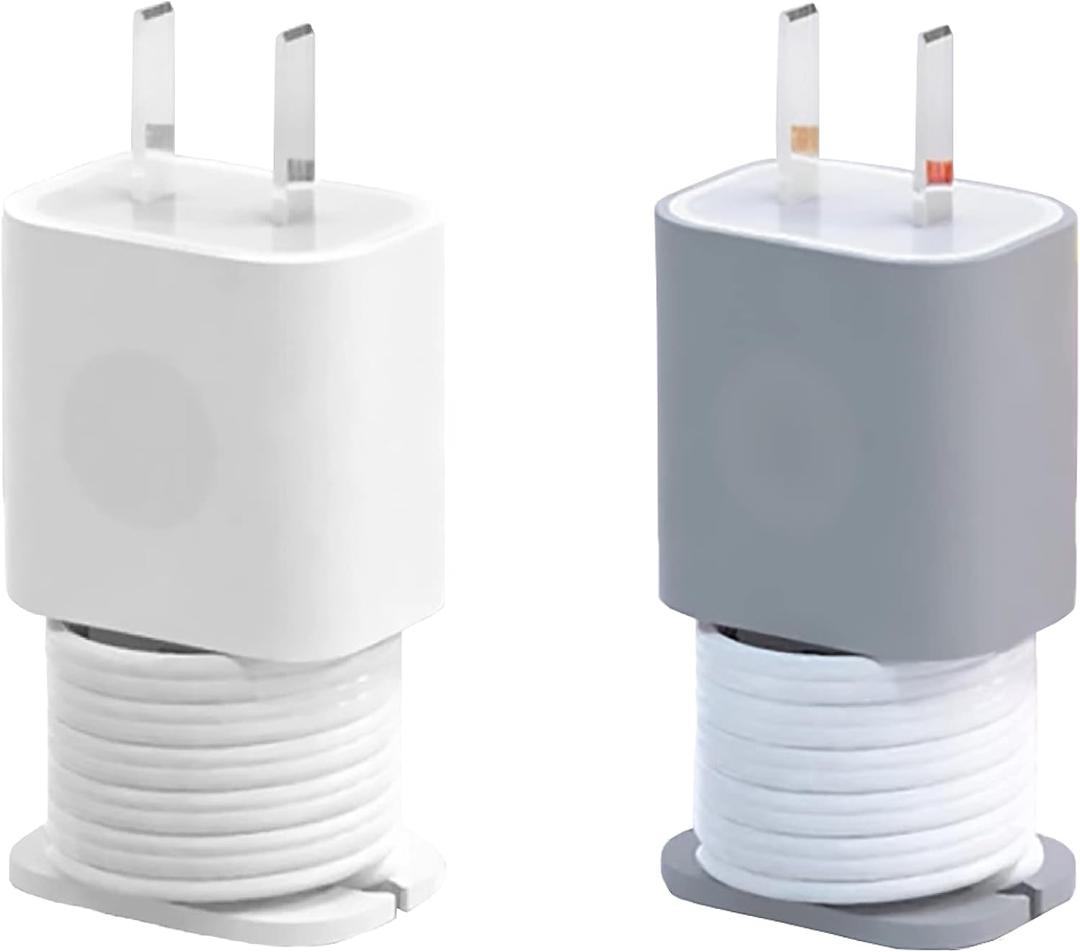 2 in 1 Silicone Charger Protector with Cord Wrap, iPhone Silicone Power Adapter Case, Snapback Charger Winder, Compatible with 18W/20W (2P-WG)
