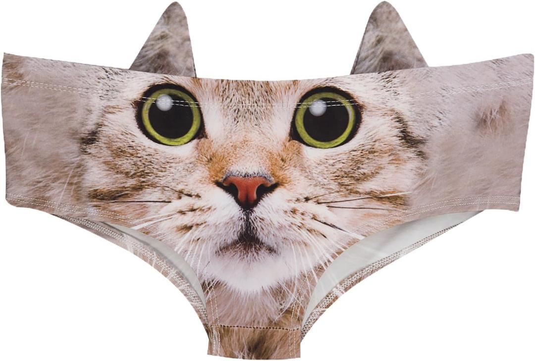 Ababalaya Womens Underwear Funny Panties For women, Gift Ideas For Her, Valentines Gifts (Medium, Kitty)