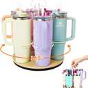 Water Bottle Organizer for Stanley 20/30/40oz, Rotating Stanley Cup Organizer Holder with Handle, Tumbler Holder Organizer, Stanley Cup Accessories, White