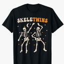 Twins Halloween Matching Skeletwins Funny Dancing Skeletons T-Shirt.  SIZE YOUTH SMALL