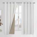 BGment Off White Blackout Curtains 63 Inch Length for Bedroom 2 Panels Set, Linen Textured Thermal Insulation Soundproof Window Curtain Drapes with Grommet, 52 Inch Wide Each Panel