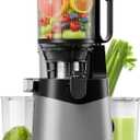 Cold Press Juicer, 5.8" Wide Feed Chute Juice Extractor Machine with 400W, High Juice Yield, Slow Masticating Juicer for Whole Vegetables & Fruits, Dark Grey