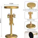 Gold Drink Table, Metal Martini Side Table - 9.9" x21.7'', Gold Small Accent Table with Bow Decoration, Pedestal End Table for Small Spaces