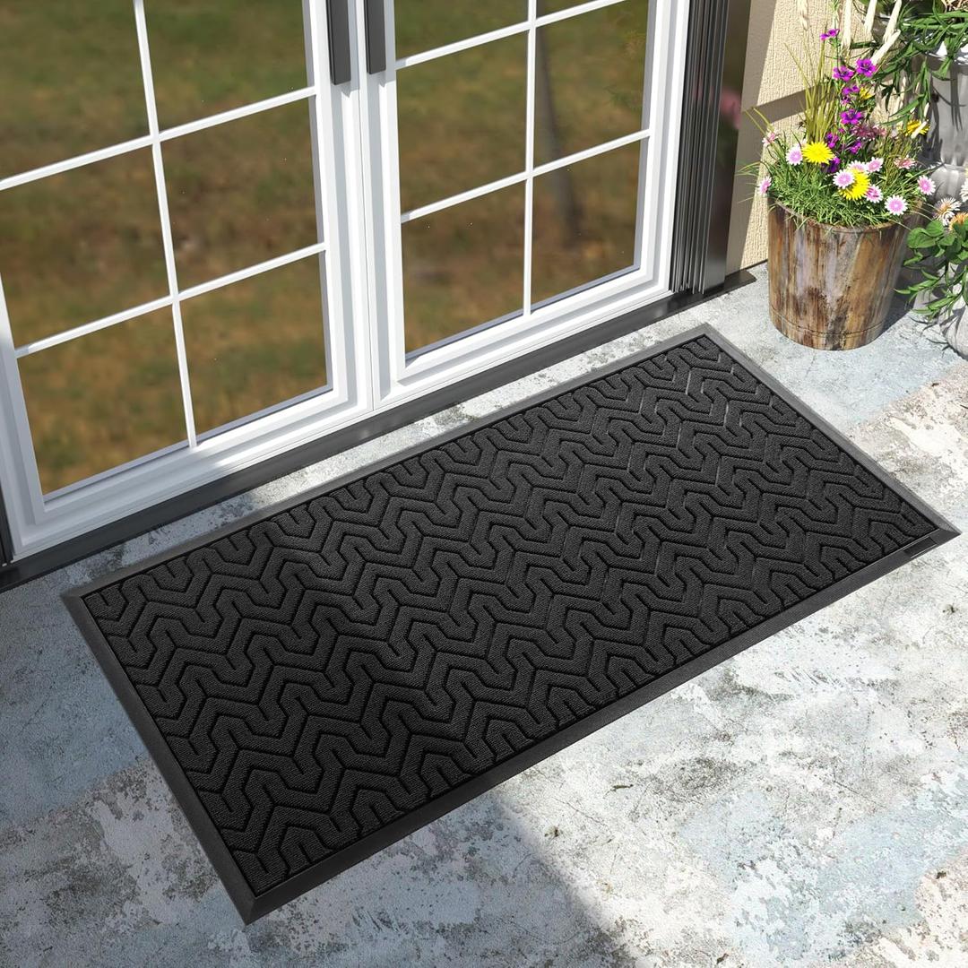 Yimobra Large Door Mat Outside Entrance 47x24, Waterproof Heavy Duty Outdoor Mats for Front Door, Non Slip Rubber Entry Mat for Garage Patio Indoor, Easy Clean, Black Yimobra Large Door Mat Outside Entrance 47x24, Waterproof Heavy Duty Outdoor Mats for Front Door, Non Slip Rubber Entry Mat for Garage Patio Indoor, Easy Clean, Black