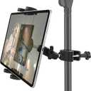Aluminum Tablet Holder for Microphone Stand/Mic Music Mount Stand [Without Slipping] 360 Rotation Adjustable iPad iPhone Holder Mount for Microphone with Clamp, Fits 4''13" Tablets & Smartphones