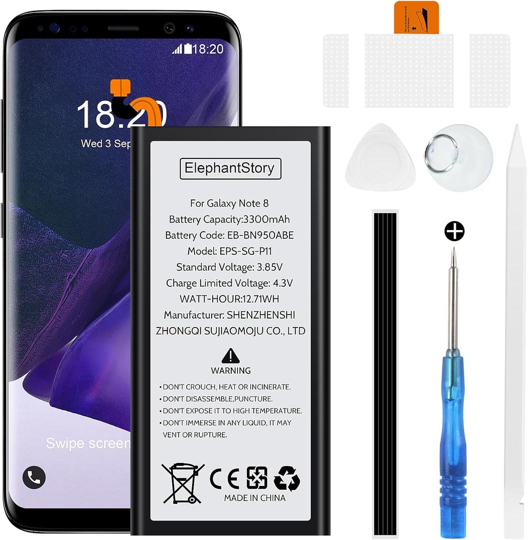 Battery for Galaxy Note 8, Replacement Battery for Samsung Galaxy SM-N950 N950T N950A N950P N950V N950R4 with Repair Tool Kits