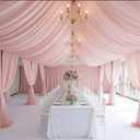 10 Panels Blush Pink Ceiling Drapes for Wedding, 5ft x 30ft Light Pink Sheer Fabric Ceiling Curtains for Gender Reveal Party Photo Background Birthday Decoration, Tent Drapes
