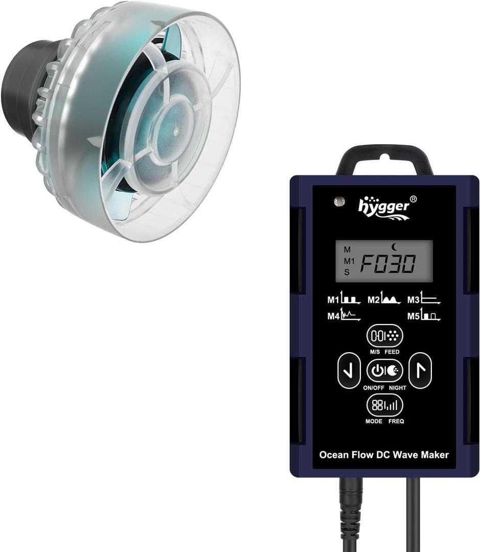 Hygger Mini Wave Maker For Aquarium, Ultra-quiet Transparent Wavemaker With Controller, Adjustable Flow Magnetic DC 12V 850GPH Powerhead, Circulation Pump For 20-80Gallon Freshwater Coral Reef Tank (8W)
