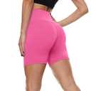QGGQDD Workout Biker Shorts for Women - 3"/5"/8" High Waisted Tummy Control Spandex Booty Shorts for Gym Yoga Volleyball Pink S-M