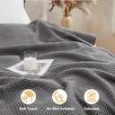 YOUR MOON Waffle Weave Wool Blanket Queen Size, Natural Australian Wool Blanket for Bed & Couch, Soft and Warm, Breathable Thick Throw Blankets for All Seasons, 90"x90", Gray