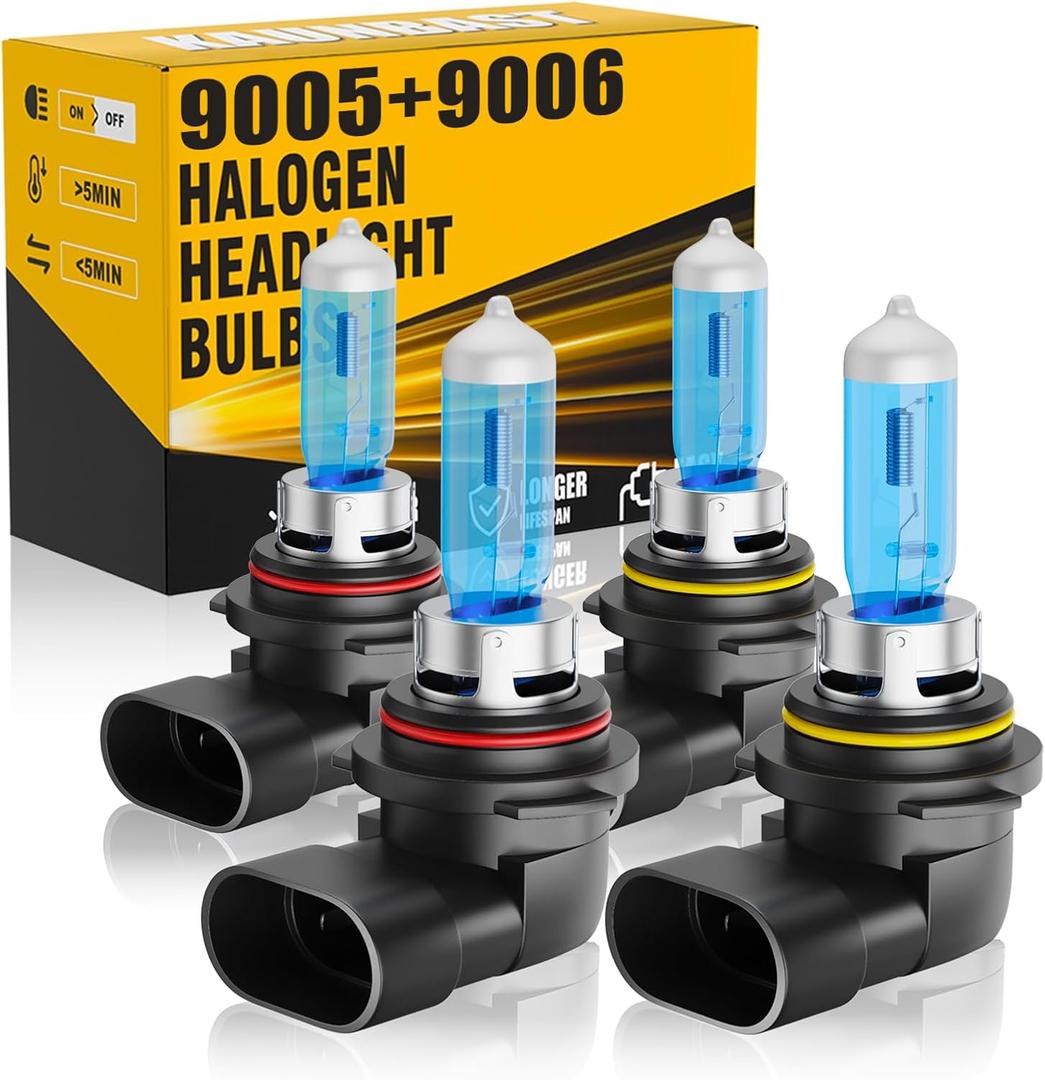 Halogen Headlight Bulbs Fit For 2004-2015 Honda Civic,9005+9006 High Low Beam Headlamp Lights Upgraded Kit,55W 12V White light bulb,IP68,Plug n Play,4-Pack