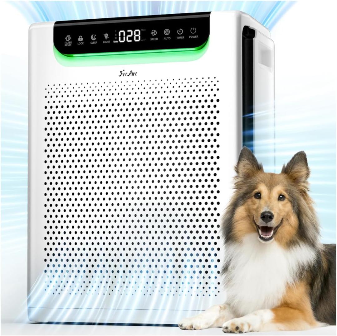 Air Purifiers for Home Large Room, Cover Up to 2600 Ft with Washable Filters, Powerful Turbo Mode, PM2.5 Air Quality Display, 22dB Sleep Mode, Air Cleaner for Pets Hair, Smoke, Odors, HAP607, White
