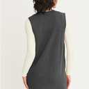 Womens Sweater Vest Dress V Neck Sleeveless Knit Pullover Pinafore Mini Dress with Pockets (Small, Grey)
