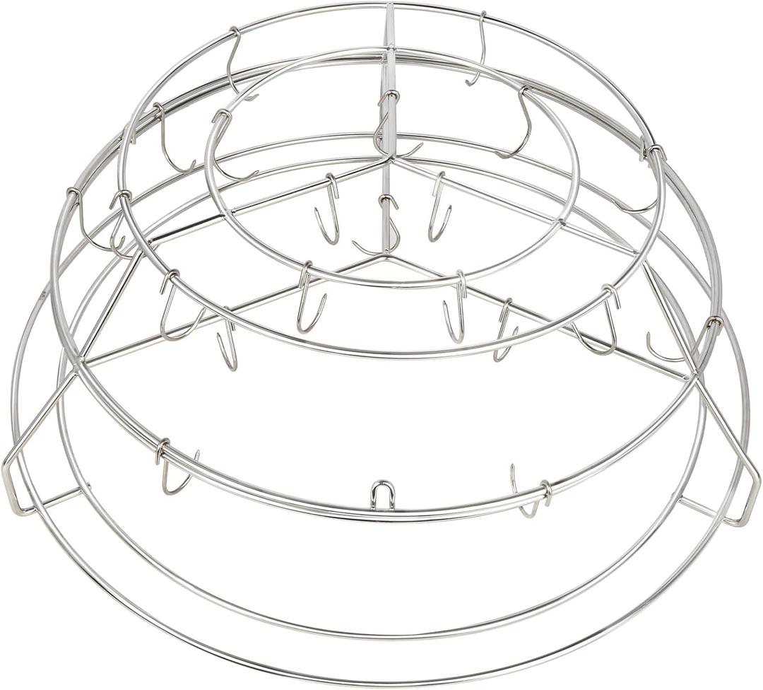 3-Tier Rib Hanging System for Big Green Egg XL, for Kamado Joe Big, Rib Hanger with Removable Cooking Hooks 304 Stainless Steel Replacement Kit Grill Racks BGE Accessories