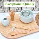 Accguan Matcha Whisk Set, 7pcs - Bamboo & Ceramic, Includes 19 oz Bowl, Whisk, Spoons, Holder, Sifter & More - Perfect for Matcha Lovers