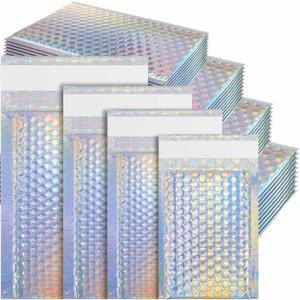 Henoyso 100 Pcs Bubble Mailer 4 Sizes Self Adhesive Waterproof Padded Envelopes Cushioning Seal Bubble Shipping Envelopes for Mailing Packaging Small Business Packing Supplies (Laser)