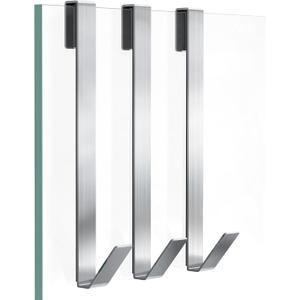 3 Pack Shower Door Hooks, Over Glass Door Hook in Bathroom Frameless Glass Door, Shower Hooks for Hanging Robe Towel Loofahs, Silver.