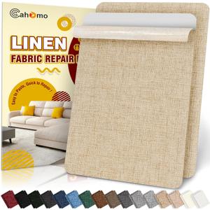 Linen Repair Tape 2Pcs 8x12 inch, Self Adhesive Fabric Patches, Couch Repair Patch Kit, Fabric Repair Tape for Furniture, Sofas, Carpet, DIY, Headboards, Chairs, Pillows, Linen Goods - Dark Beige