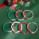 Artlunar 6 Pack Christmas Bracelets: Joy & Merry Candy-Style Stacks for Women & Teens - Perfect Christmas Gifts - Age 3 to Adult