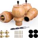 Wood Couch Legs 5 inch Sofa Legs for Furniture Set of 4, Natural Replacement Wooden Legs Furniture Feet Table Cabinet Dresser Bed Frame Legs