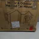 Heated Cat House for Outside Cats in Winter, Extra Large Heated Outdoor Cat House Weatherproof Insulated with Elevated Base & Escape Door, Waterproof Cat Shelter for Multiple Cats Feral Stray Kitty