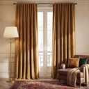 NICETOWN Gold Brown Blackout Velvet Curtains 108 inches Long, Rod Pocket & Back Tab Thermal Insulated Noise Reducing Window Treatments for Living Room, 2 Panels, W52 x L108