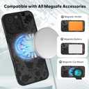 Magnetic Stand Case for iPhone 12 Pro Max [360 Rotatable Kickstand] [Compatible with MagSafe] Black Rose Design with Ring Holder Case for Women Girls, Translucent Matte Slim Phone Cover