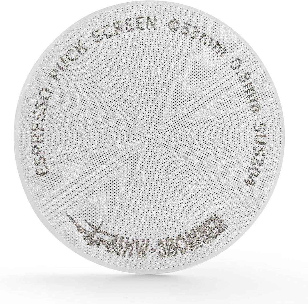 MHW-3BOMBER 54mm Puck Screen - 0.8mm Espresso Puck Screen - Metal Reusable Coffee Filter for Breville Sage 54mm Portafilter Basket - Double-layer Espresso Screen FG5591M-OS (53mm, Silver)