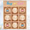 OurWarm Gender Reveal Games, Tic Tac Toe Gender Reveal Game with 10 Bear Chips, Rustic Gender Reveal Ideas for He or She, Gender Reveal Tic Tac Toe Board for Boy and Girl Party Decorations Backdrop