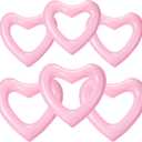 Lenwen 6 Pack Inflatable Heart Pool Float 43''/ 31'' Blow up Heart Shaped Swimming Tube for Valentines Wedding Bachelorette Bride Pool Floaty Beach Party Toys Gifts(Pink)