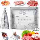 2 x EMESAK Reusable Aluminum Foil Sealable Storage Bags, Leak Proof Stand Up Freezer Bags With Zipper Lock Label for Food Preservation Vegetables Fruit,Meat,Snacks,Bread,Seafood (30PCS, Medium) (Grey-large-30)