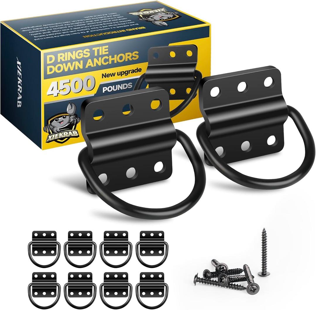 10 Pack D Rings Tie Down Anchors Heavy Duty Steel 4500 Pound Breaking Strength Tie Down Anchors Hooks for RV BoatsCamper Pickup Trailer Truck Bed|D-Ring Tie Down Anchors Hooks for Trailer Accessories