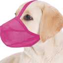 Dog Muzzle, Soft Mesh Covered Muzzles for Small, Medium, L and X-Large Dogs, Muzzles with Adjustable Straps, Prevent Barking, Biting, and Accidental Ingestion (Large,Pink) (L(Sount:10.25"-12.25"))
