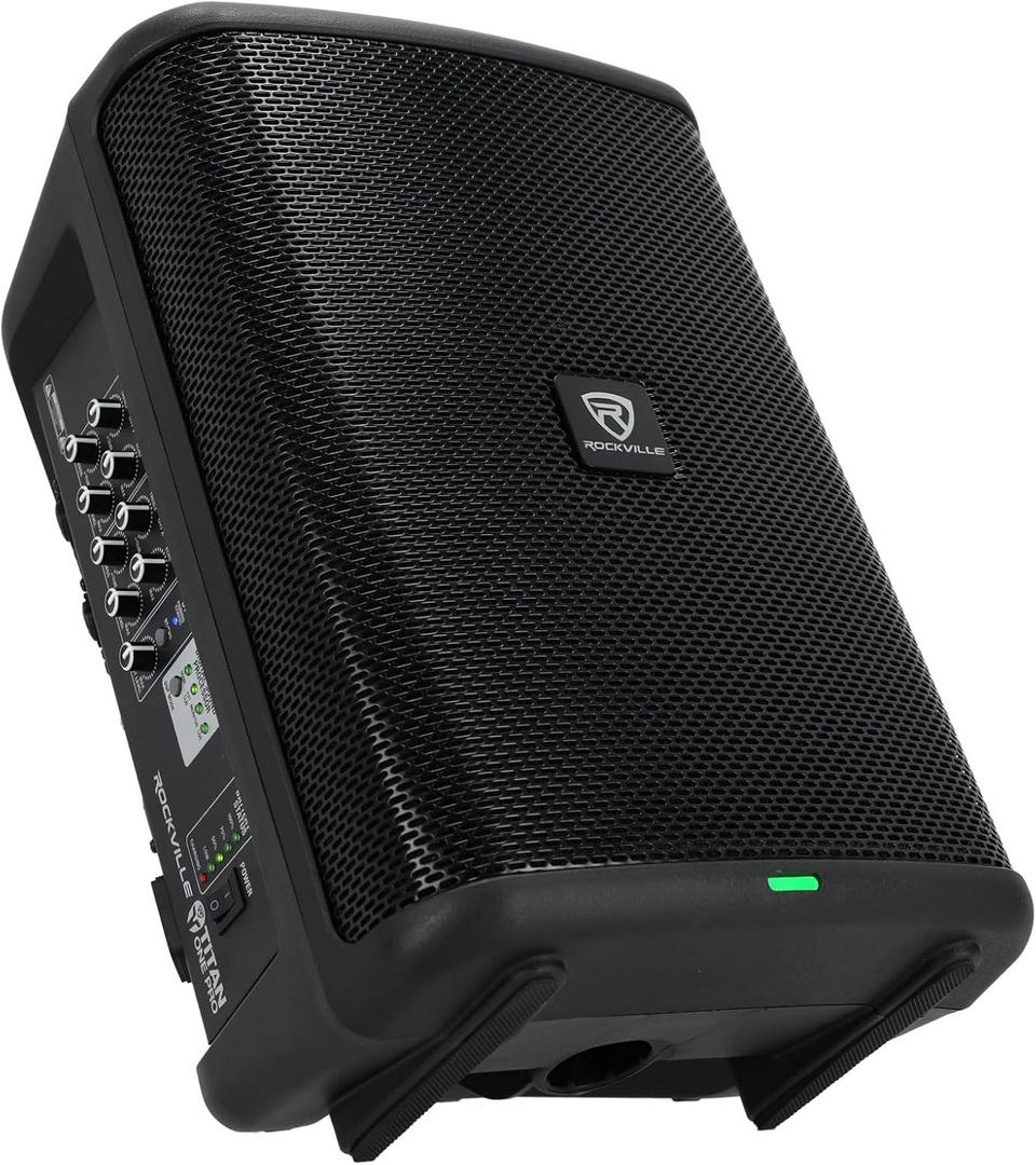 Rockville TITAN ONE PRO 600W 8" Battery-Powered PA Speaker, Bluetooth, DSP Modes, TWS, 15-Hour Battery, Built-in Mixer, Perfect for Live Performances, DJs, and Events
